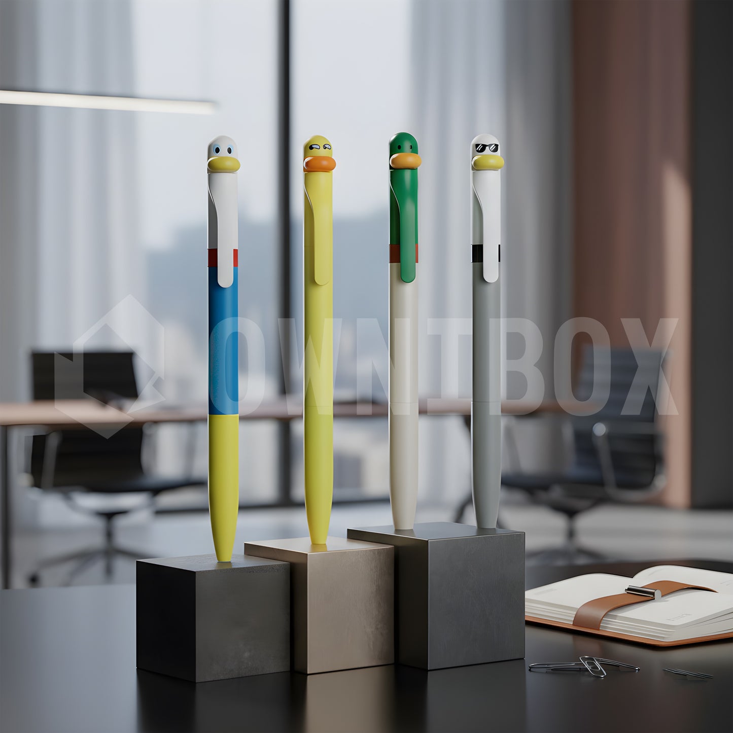 Stifte Set mit 4 Enten-kugelschreiber hochwertig & buntstifte Jugendliche und Erwachsene, Ergonomisch, schwarz, ideal für Schule & Büro