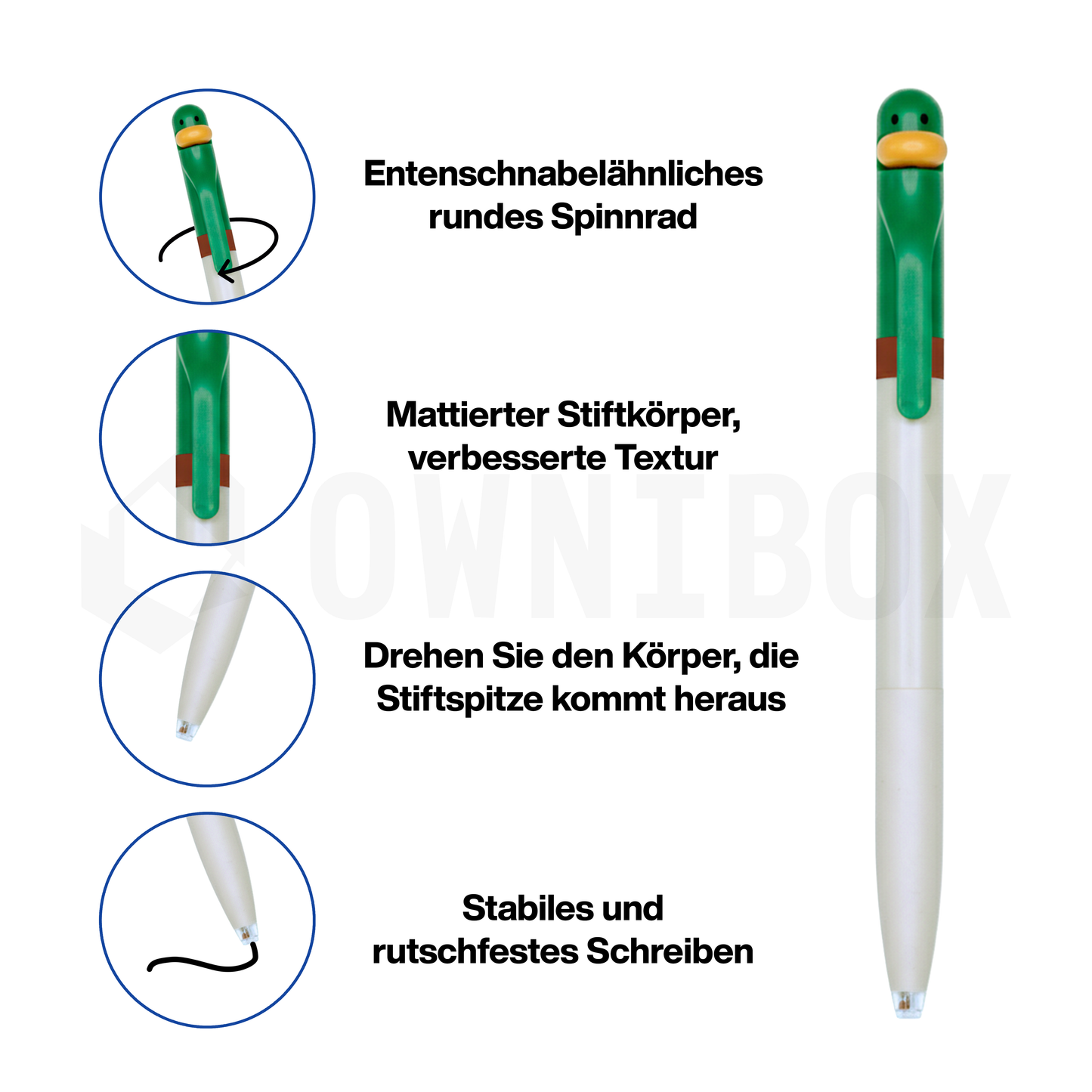 Stifte Set mit 4 Enten-kugelschreiber hochwertig & buntstifte Jugendliche und Erwachsene, Ergonomisch, schwarz, ideal für Schule & Büro