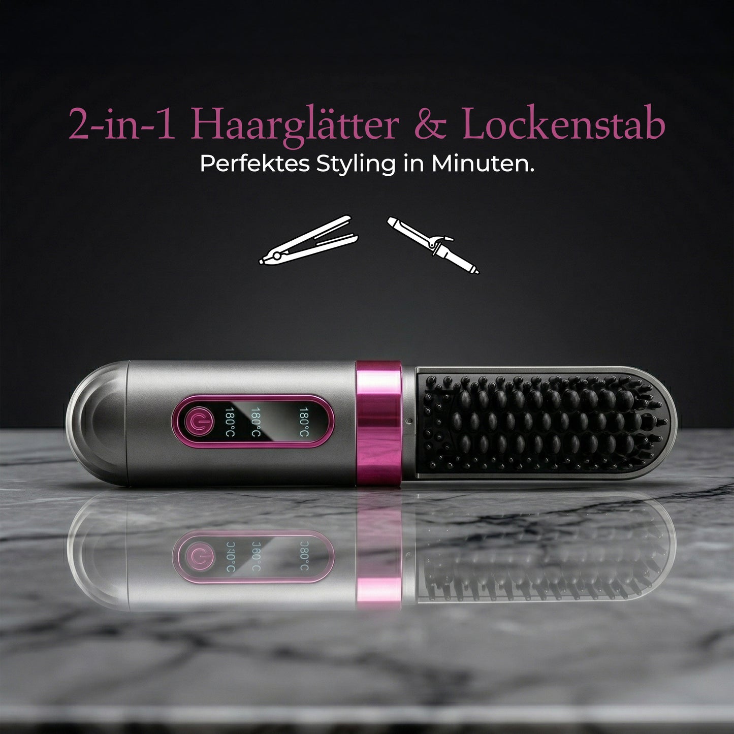 Cordless Hair Straightening Comb 220°C – Portable Rechargeable Hair Styling Tool for Travel & Quick Touch-Ups