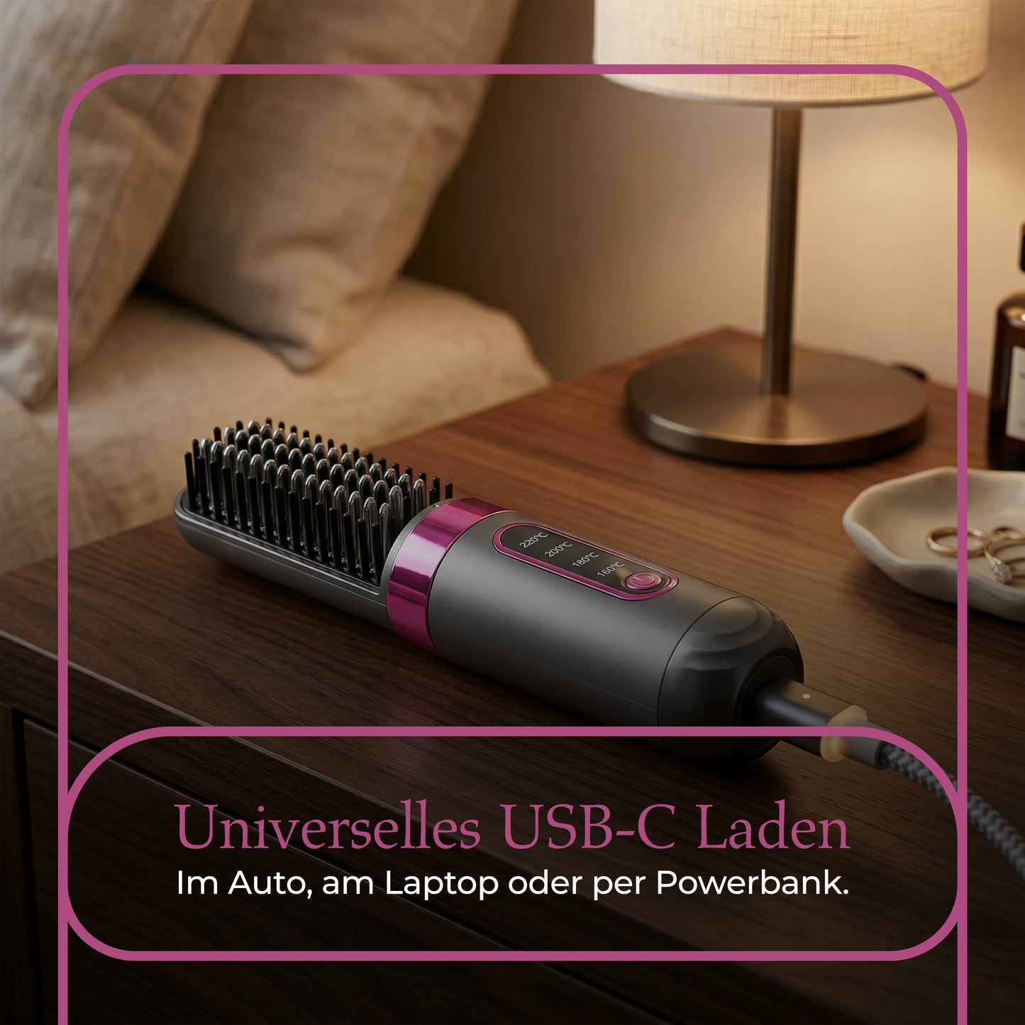 Cordless Hair Straightening Comb 220°C – Portable Rechargeable Hair Styling Tool for Travel & Quick Touch-Ups