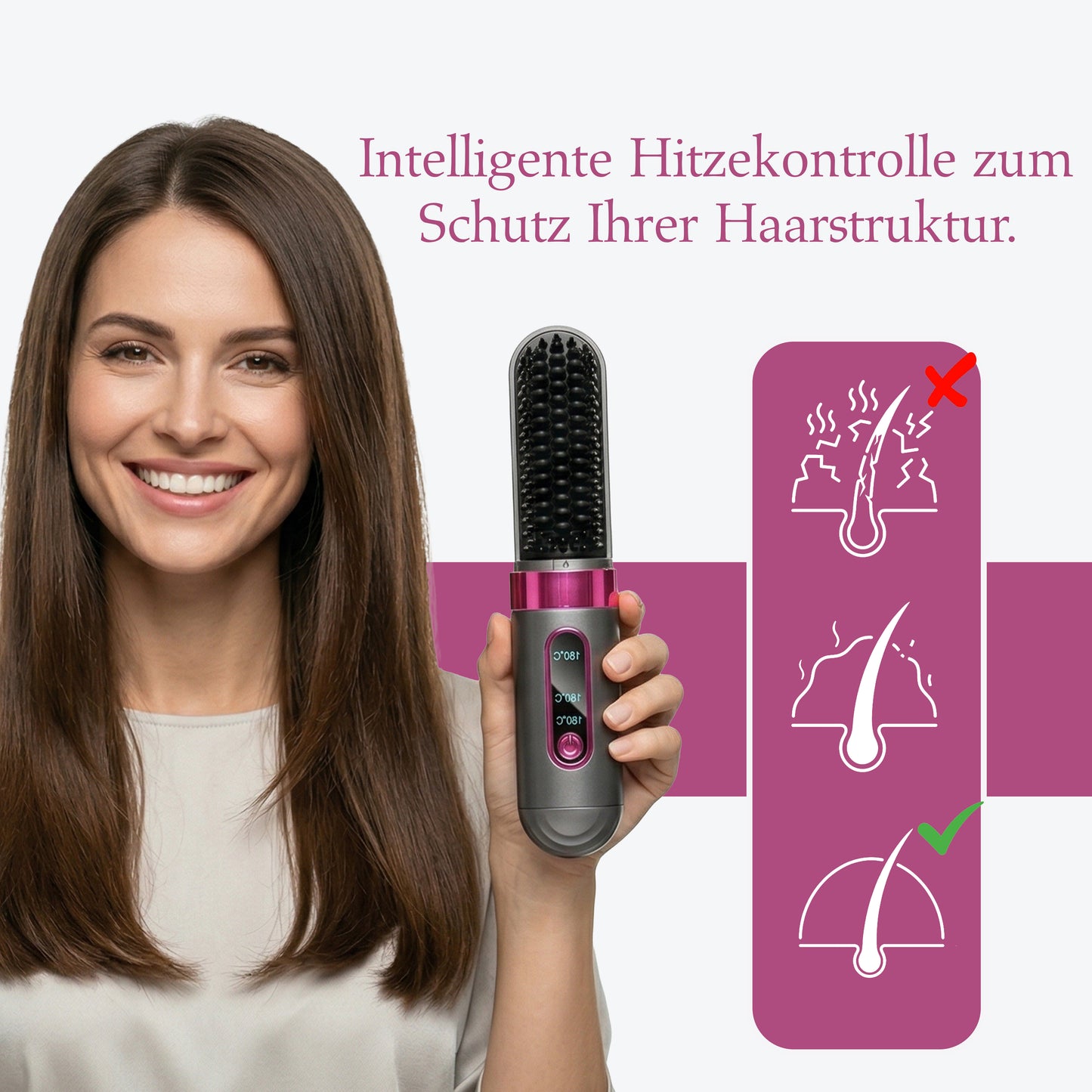 Cordless Hair Straightening Comb 220°C – Portable Rechargeable Hair Styling Tool for Travel & Quick Touch-Ups
