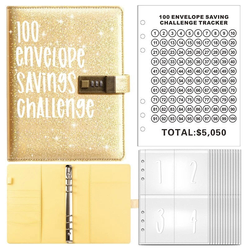 5050€ Sparchallenge Planer – Sparbuch für Geldziele, Budgetplanung &amp; Motivation | Gold oder Blau